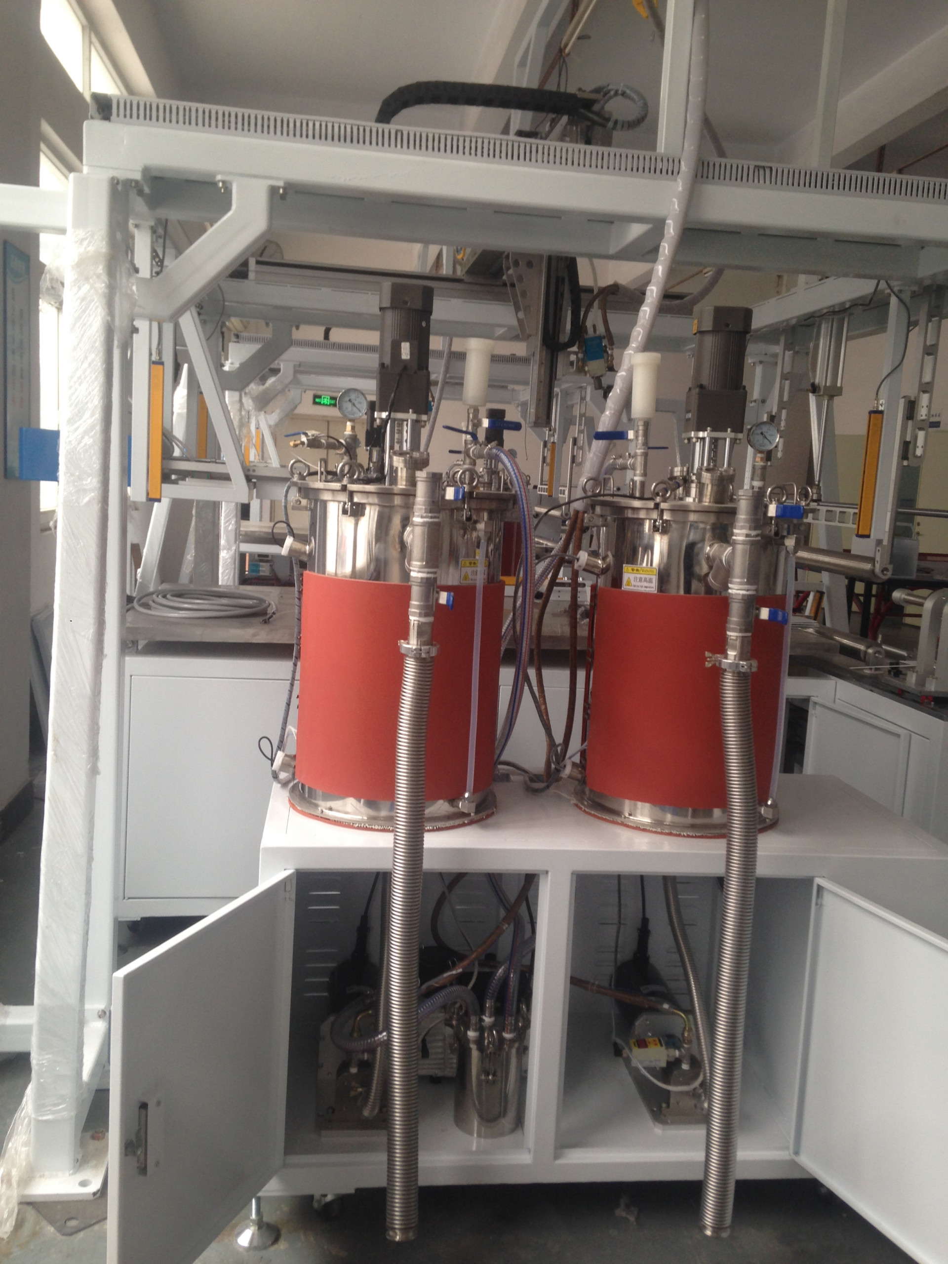 RO AB adhesive materials automatic prepping, degassing, metering, feeding, dosing system