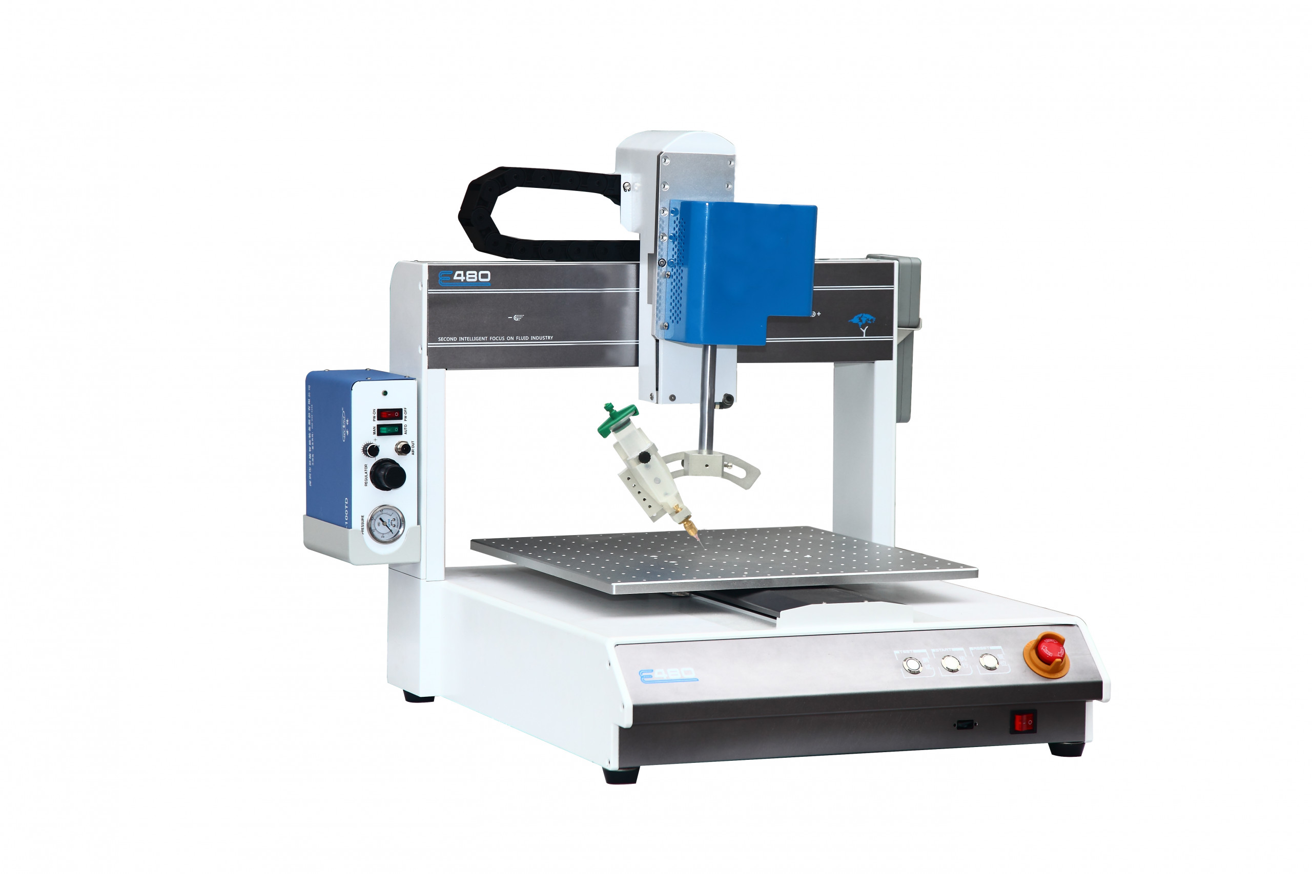 30cc syringe automated desktop fluid glue dispensing machine with 4-axis rotating valve