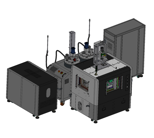 Vacuum glue potting machine.