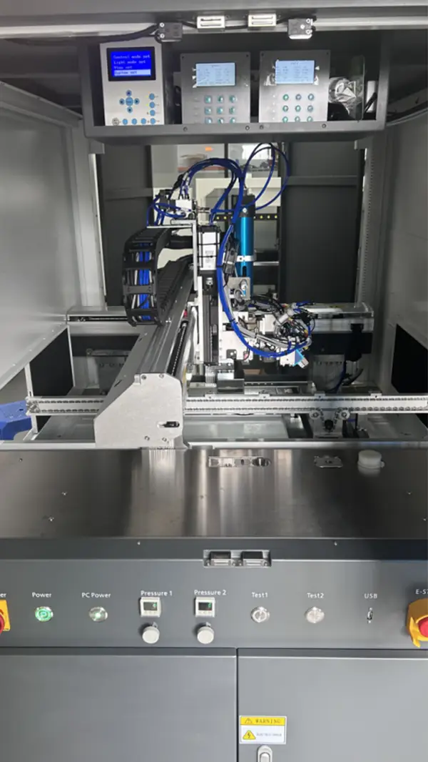 V. Software Shortcomings: Exception Handling and Logic Optimization Problem Description 1: The machine does not alarm when Valve 2 fails to reach the weighing position. This is a typical safety hazard and software flaw. The equipment should have comprehensive soft limits and motion status detection functions. Solution: Modify the control software (PLC or upper-level application) to add logic for judging whether Valve 2 has successfully moved to the weighing position. When the servo drive feedback is abnormal or a timeout occurs without reaching the position, the system should immediately trigger audible and visual alarms and display a clear error message on the Human-Machine Interface (HMI), preventing inaccurate weighing or dispensing in an abnormal state. Problem Description 2: After dispensing on a product, the AB axes move to their set positions, causing interference when clicking 
