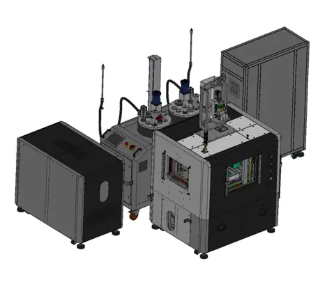 In-line vacuum potting machine