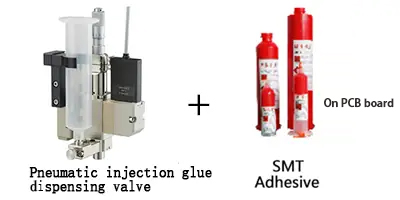 Apply SMT Adhesive to the pneumatic injection valve on the PCB board.