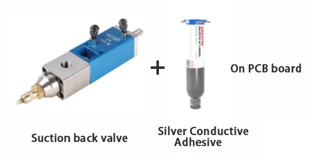 Suction back valve+Silver Conductive Adhesive dispensing on pcb board