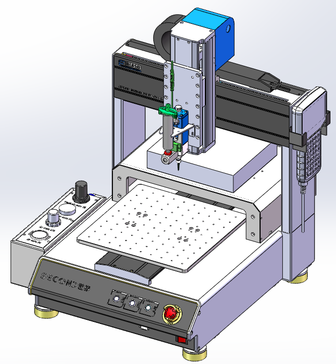 Desktop dispensing machine with UV curing oven
